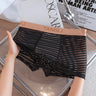 Horizontal & Vertical Stripe Sheer Mesh Embossed Letter Waist Boxer Briefs