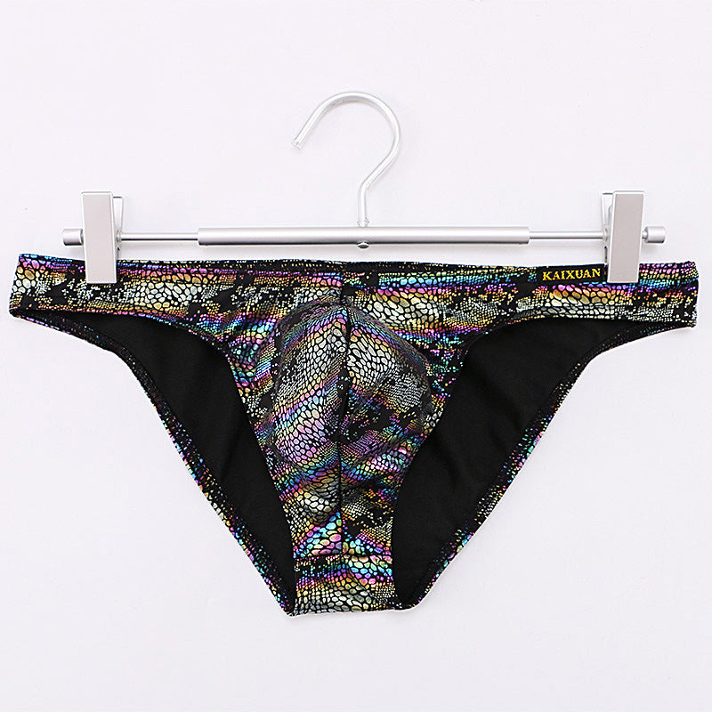 Snake print large pouch cotton-lined briefs