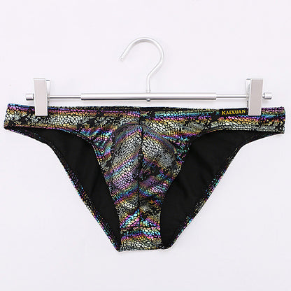 Snake print large pouch cotton-lined briefs