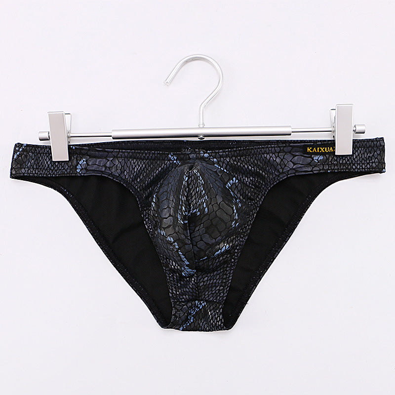 Snake print large pouch cotton-lined briefs