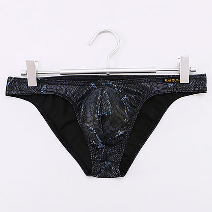 Snake print large pouch cotton-lined briefs