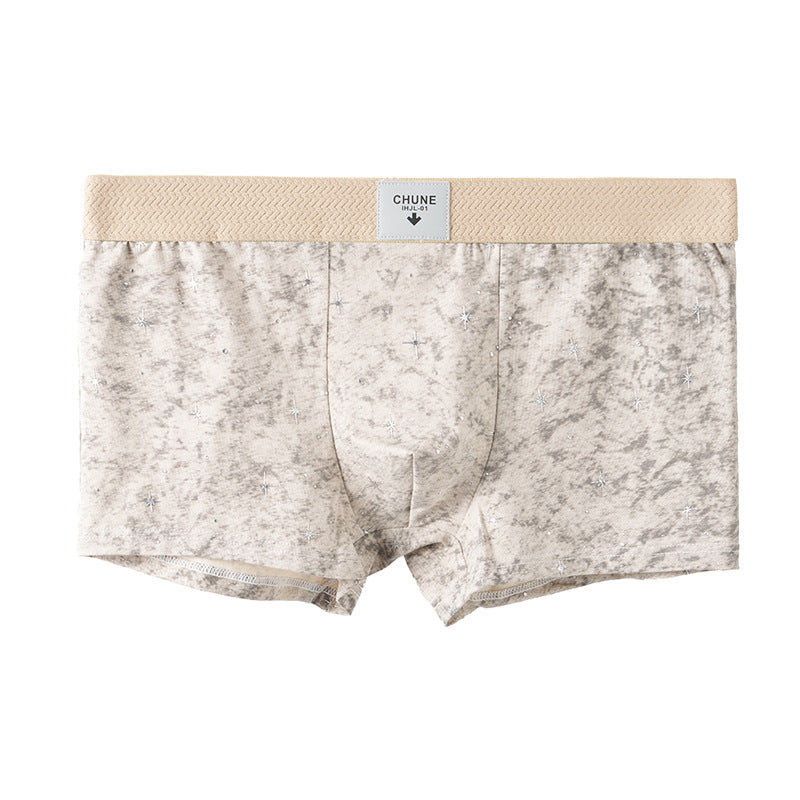 Star Dot Print Herringbone Woven Waistband Boxer Briefs