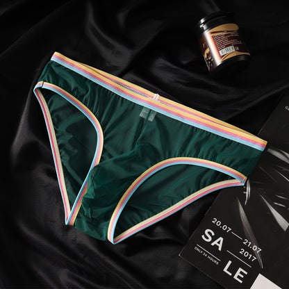 Rainbow-edged mesh breathable briefs