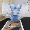 Floral Sequin Embroidery Mesh Lace Satin Splicing Mid-Rise Briefs