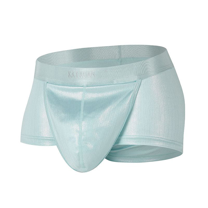 Large pouch separation glossy silky boxer briefs
