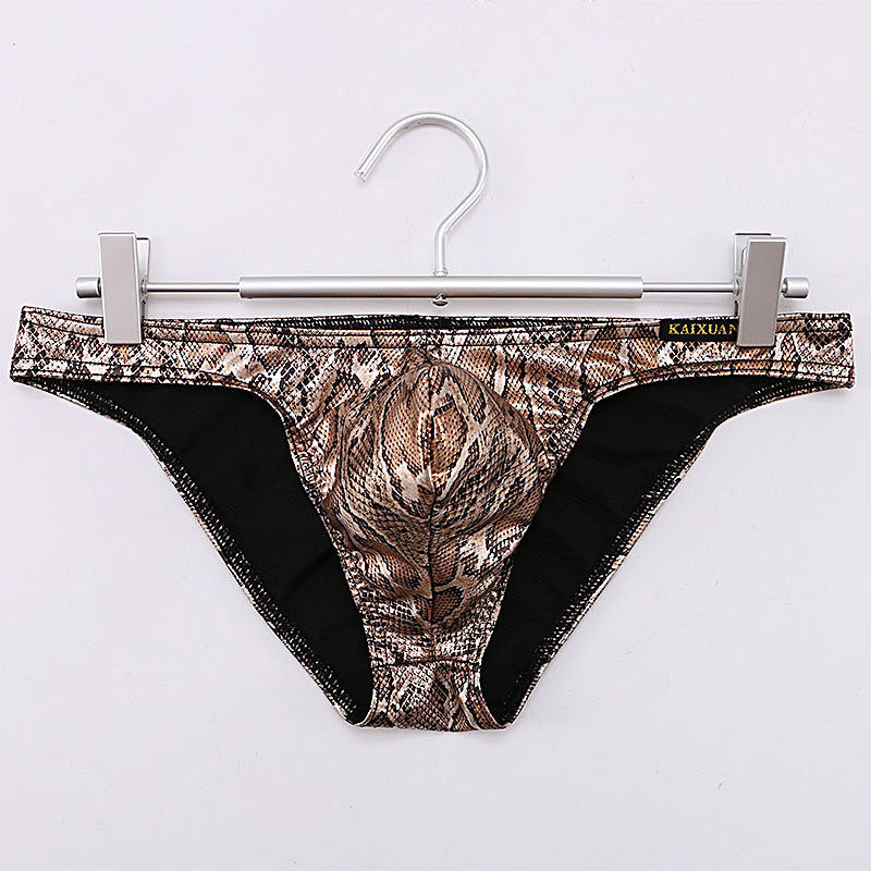 Snake print large pouch cotton-lined briefs