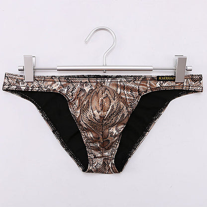 Snake print large pouch cotton-lined briefs