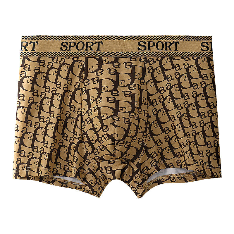 All-Over Repeating Letter Print Sport Waistband Boxer Briefs