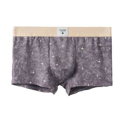Star Dot Print Herringbone Woven Waistband Boxer Briefs