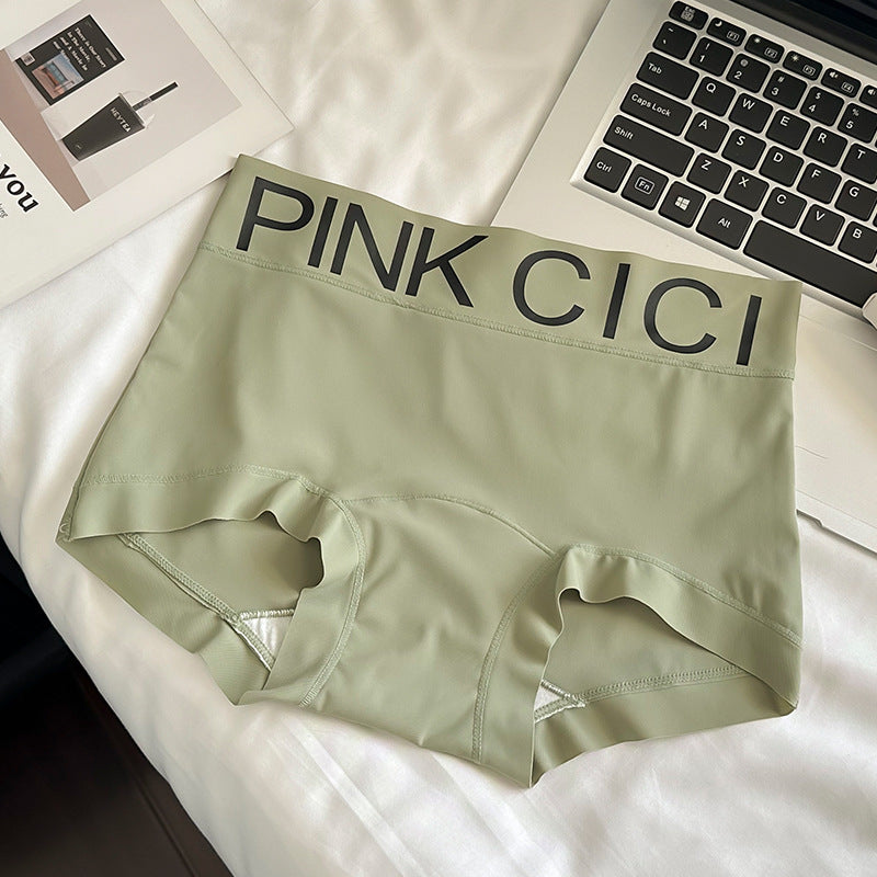 Letter Waistband Seamless Mid-Rise Boyshorts