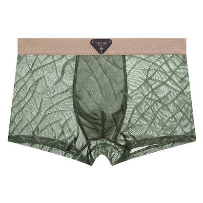 ZD  Leaf Lace Sheer Boxer Briefs