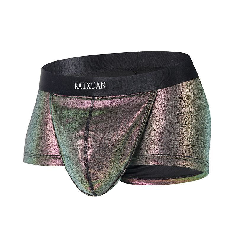 Large pouch separation glossy silky boxer briefs