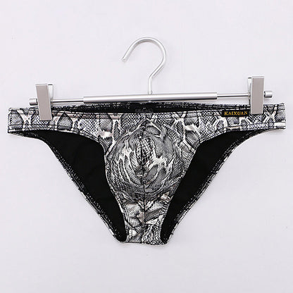 Snake print large pouch cotton-lined briefs