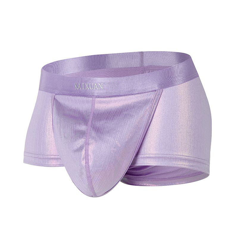 Large pouch separation glossy silky boxer briefs