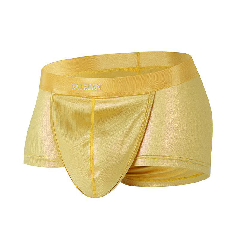 Large pouch separation glossy silky boxer briefs
