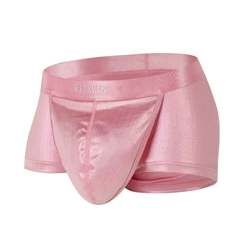 Large pouch separation glossy silky boxer briefs