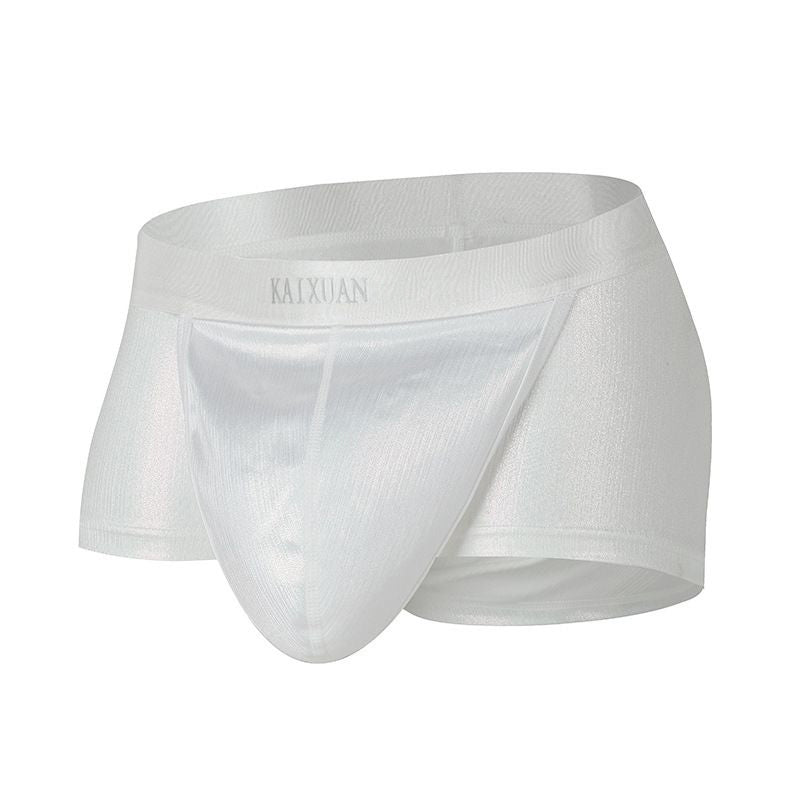 Large pouch separation glossy silky boxer briefs