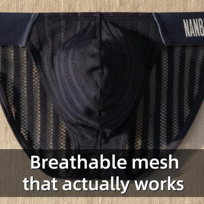 ZD【Anniversary Sale】 Vertical Lace Mesh Breathable Low Rise Men Briefs