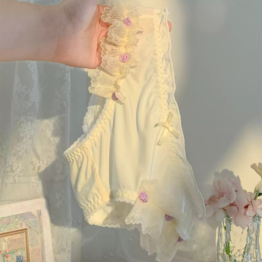 QS Rose Lace Trim Briefs (4 Packs)