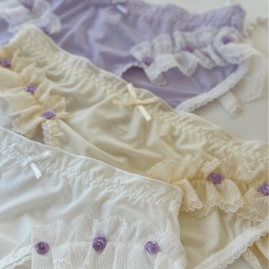 QS Rose Lace Trim Briefs (4 Packs)