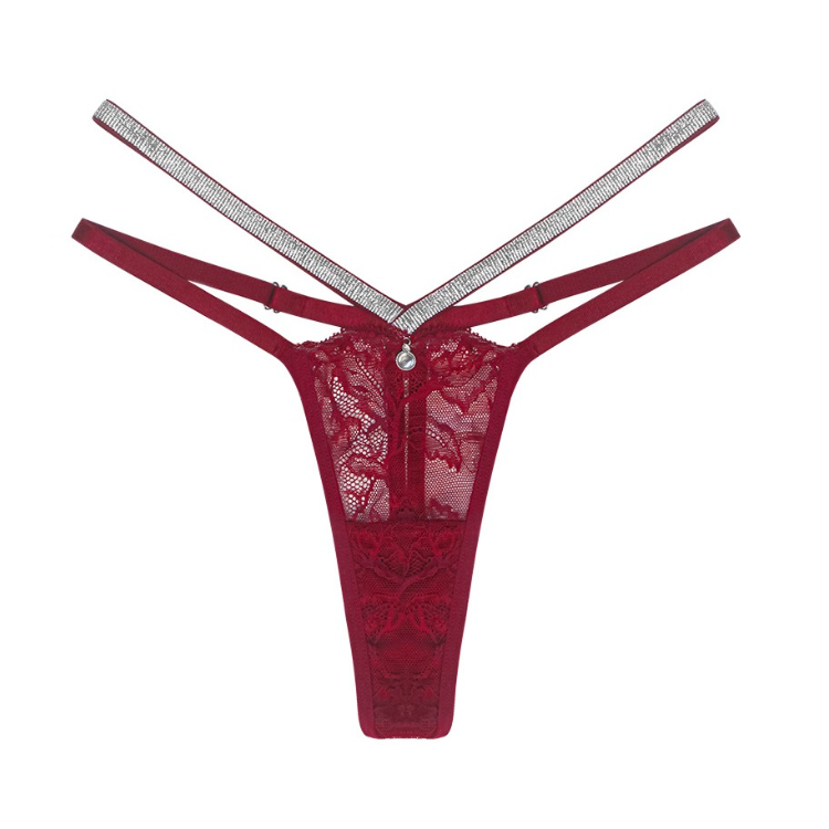 QS Rhinestone Strap Lace Thong (4 Packs)