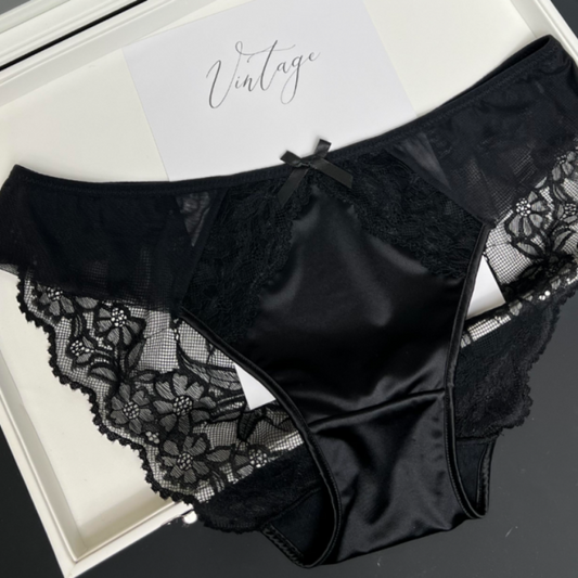 SZ Women Satin Lace Trim Briefs