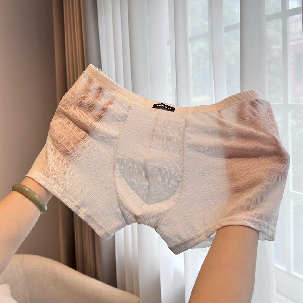 Fine Grid Texture Breathable Simple Wide Waist Boxer Briefs