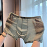 Fine Grid Texture Breathable Simple Wide Waist Boxer Briefs