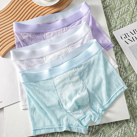 Water Wave Jacquard Wide Waist Mid-Rise Men's Boxer Briefs
