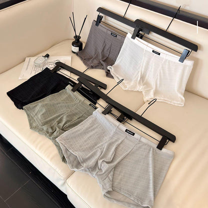 Fine Grid Texture Breathable Simple Wide Waist Boxer Briefs