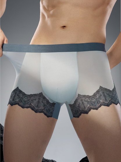 QS Ultra-thin Mesh Lace Sexy Boxer Briefs