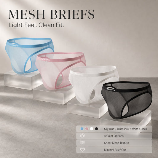 Thin Vertical Texture Stretch Breathable Low-Rise Men's Briefs