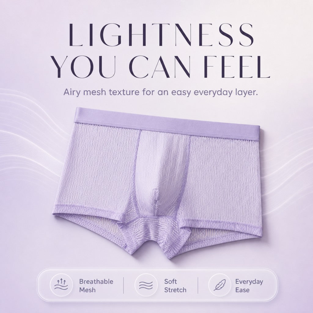 Water Wave Jacquard Wide Waist Mid-Rise Men's Boxer Briefs