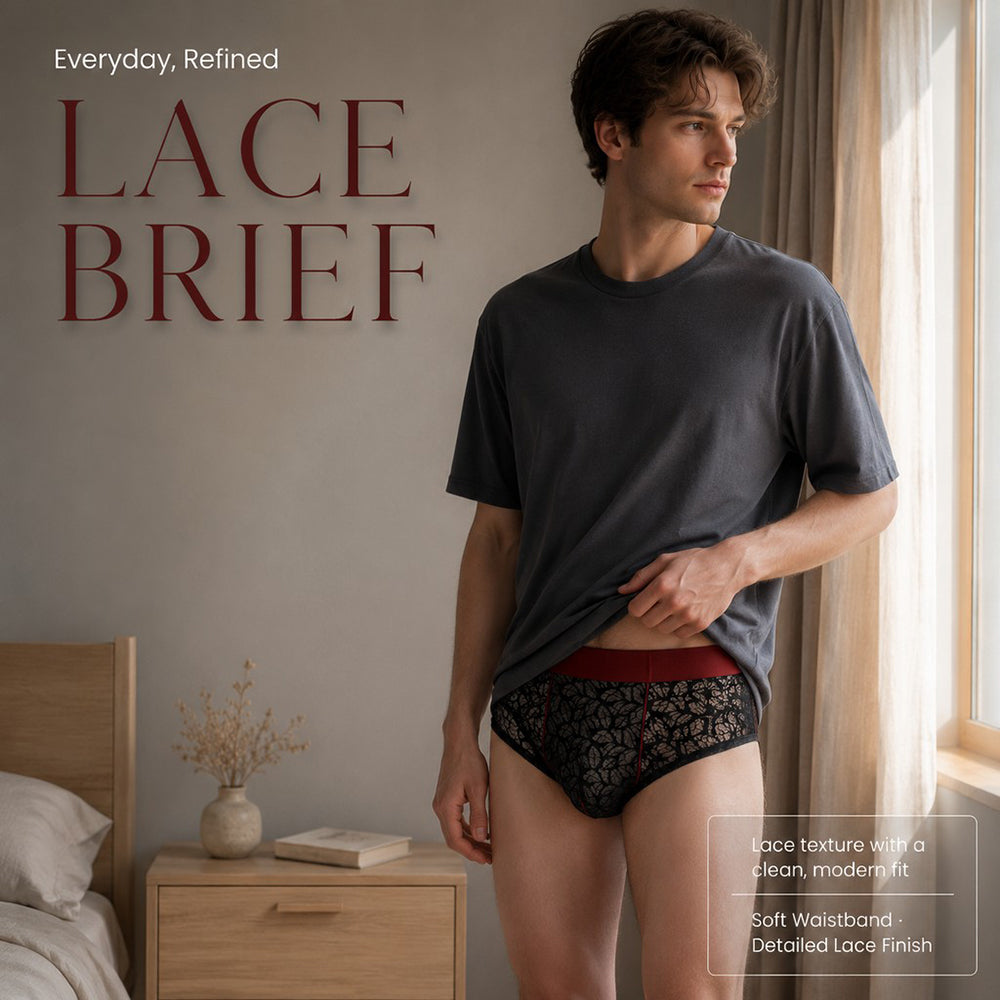Leaf Hollow Mesh Contrast Edge Waist Boxer Briefs