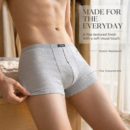 Fine Grid Texture Breathable Simple Wide Waist Boxer Briefs