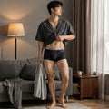 Floral Lace Jacquard Letter Rib Waist Boxer Briefs