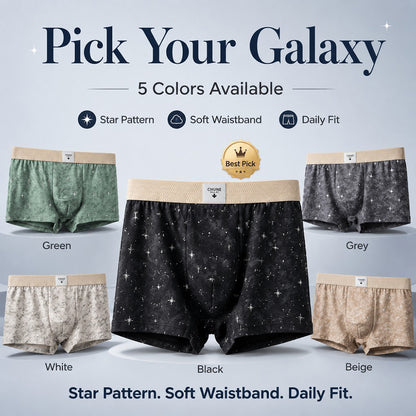 Star Dot Print Herringbone Woven Waistband Boxer Briefs