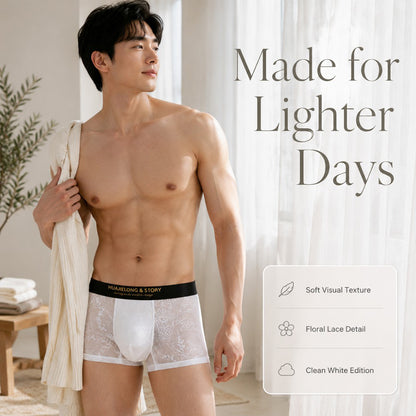 Allover Floral Lace Slogan Waist Boxer Briefs