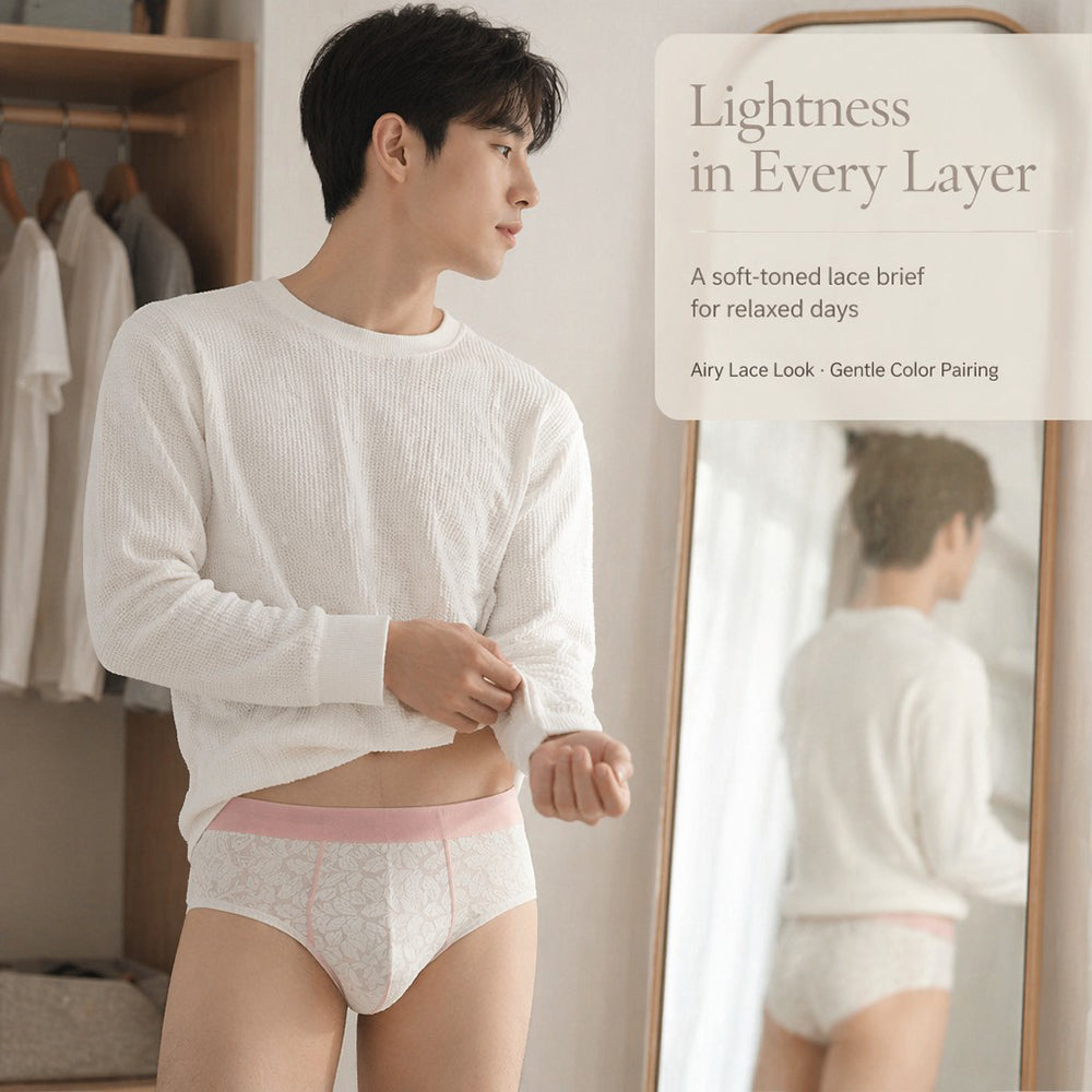 Leaf Hollow Mesh Contrast Edge Waist Boxer Briefs