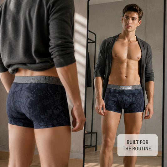 Vintage Texture Herringbone Wide Waistband Boxer Briefs