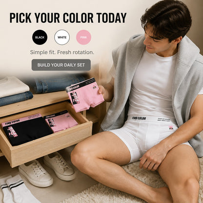 Vertical Rib Cartoon Print Slogan Wide Waist Boxer Briefs
