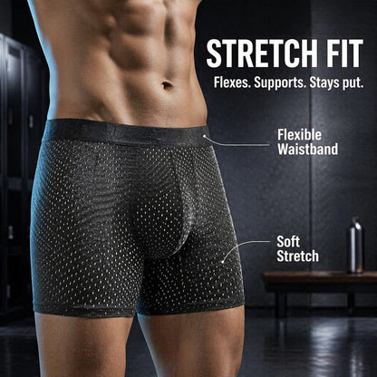 Full Honeycomb Mesh Breathable Anti-Chafing Long Leg Boxer Briefs