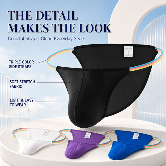 Multicolor Thin Ribbon Waist Ultra Sheer Low Rise Men's Briefs