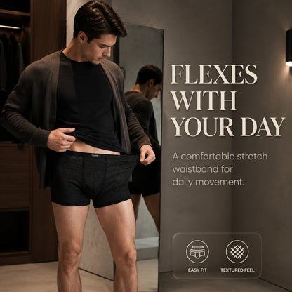 Fine Grid Texture Breathable Simple Wide Waist Boxer Briefs