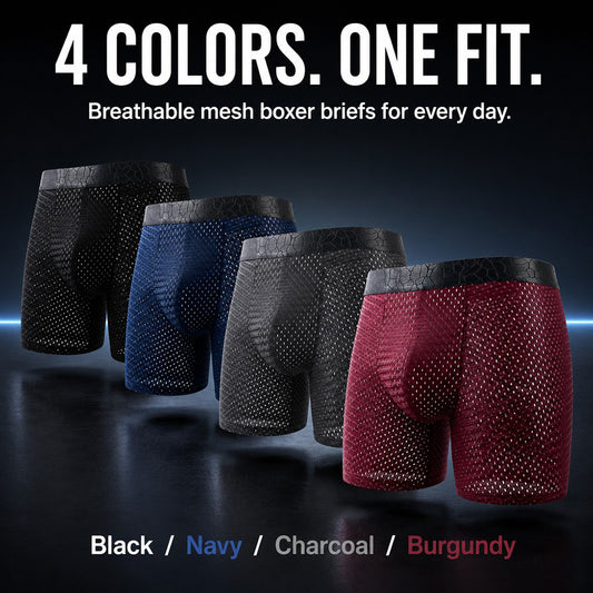 Full Honeycomb Mesh Breathable Anti-Chafing Long Leg Boxer Briefs