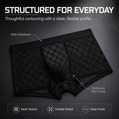 Water Wave Jacquard Wide Waist Mid-Rise Men's Boxer Briefs