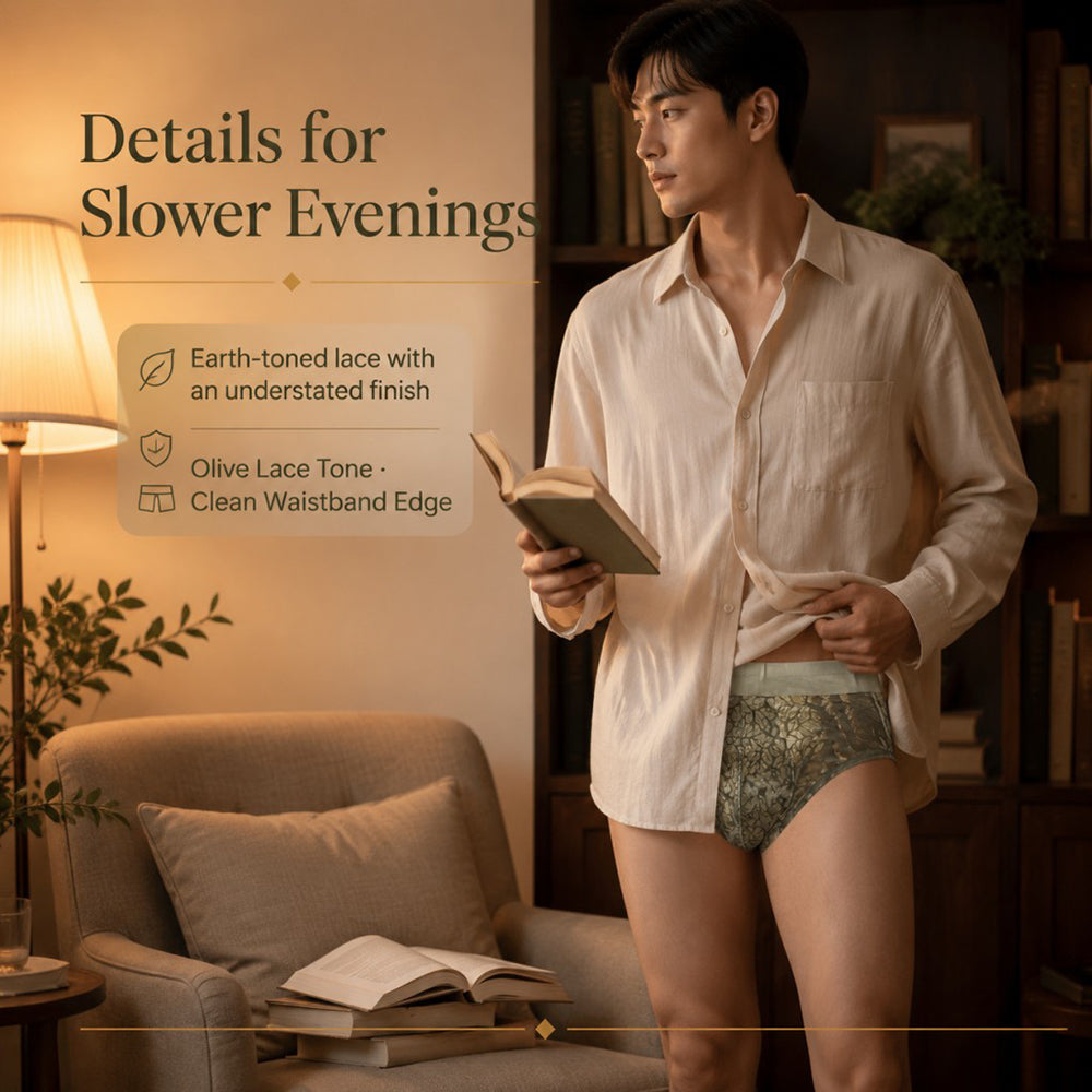 Leaf Hollow Mesh Contrast Edge Waist Boxer Briefs
