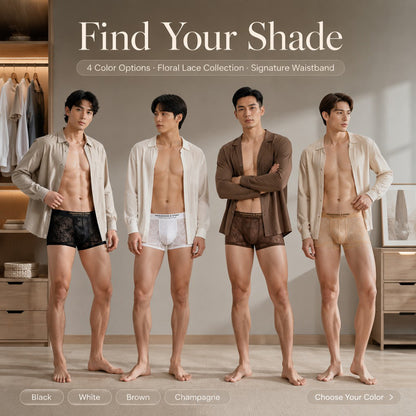 Allover Floral Lace Slogan Waist Boxer Briefs