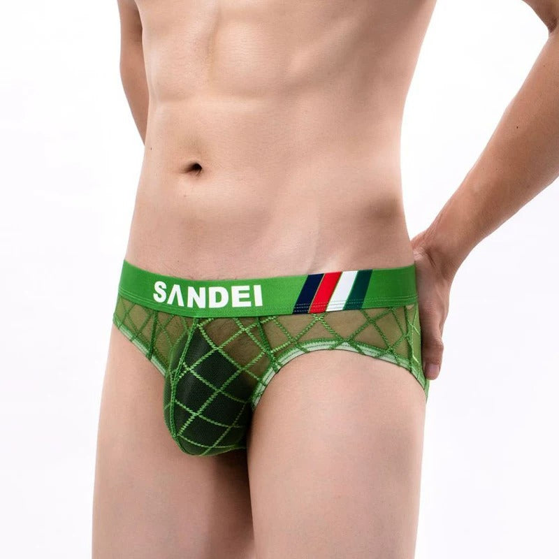 QS Sexy Sheer Cross Mesh Sports Briefs