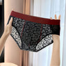 Leaf Hollow Mesh Contrast Edge Waist Boxer Briefs